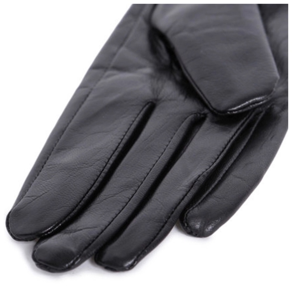 Leather Cashmere Lined Ruched Gloves Size 7 - Picture 3 of 7
